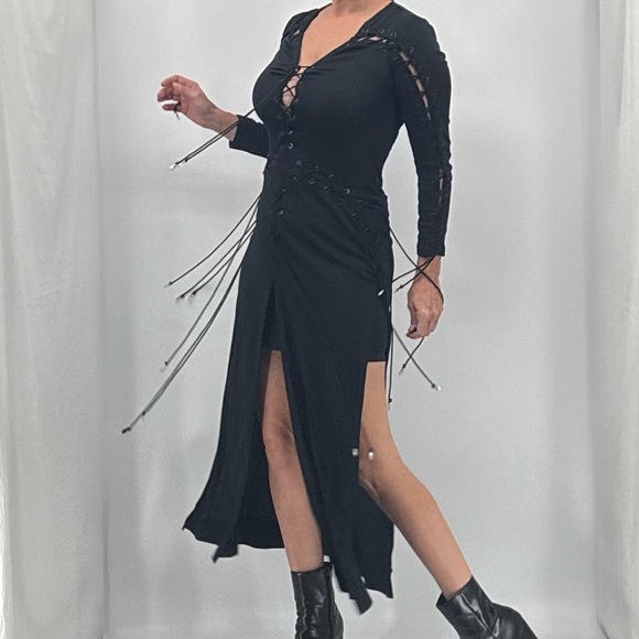 Vintage Y2K Goth Avant Garde Whimsigoth Cosplay Cut Out Corset Dress - Picture 6 of 16